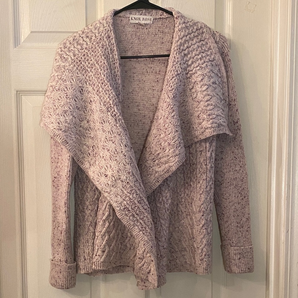 Knox Rose Women's Light Pink Purple Cardigan Sweater - Picture 3 of 10